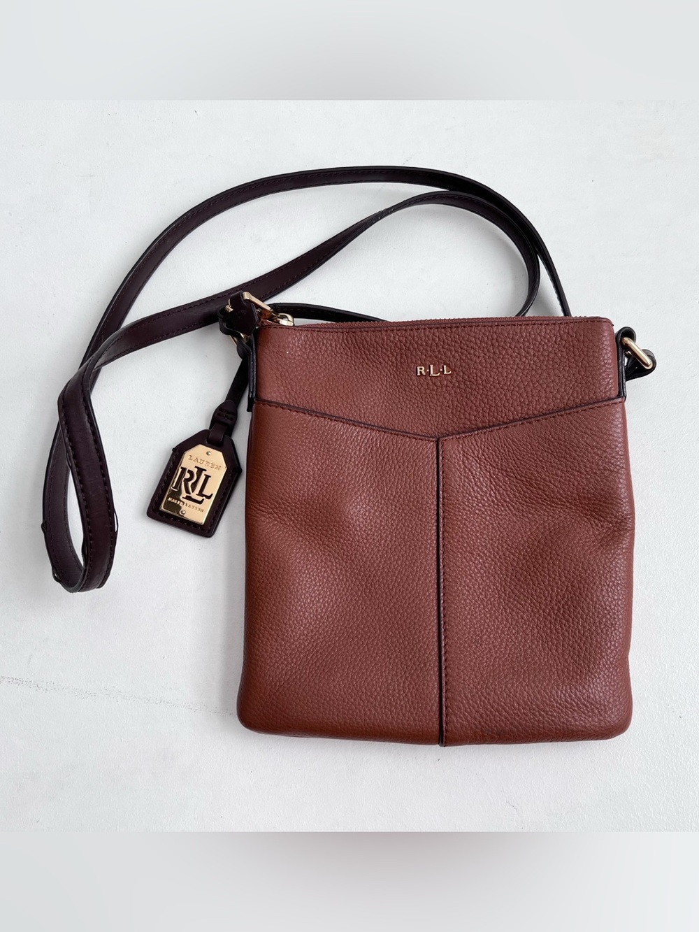 Ralph Lauren Brown Leather Crossbody Purse